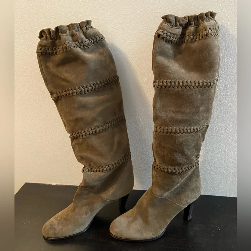 Coach Jae Boots Brown Suede Leather‎ Knee High Slouchy Italy Made Women’s Size 8